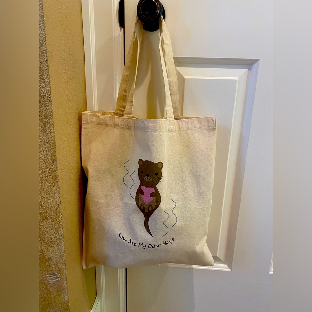 New Reusable cotton bag You Are My Otter Half 14x16